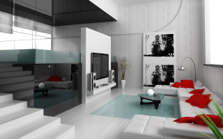 Modern livingroom white couch red 3 - enguerrand quarton free wallpaper