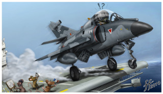 Fighter jet ship dog mouse - brom free wallpaper
