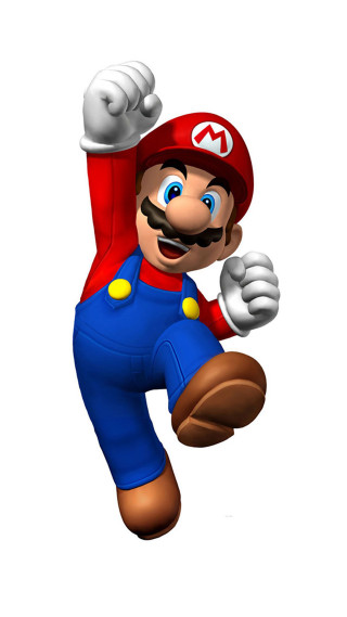 Cartoon jumping mustache overalls blue - unreal free wallpaper