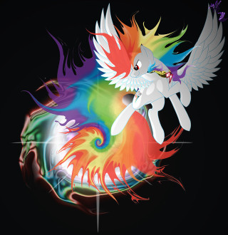 Rainbow unicorn flying wings spread - holography free wallpaper