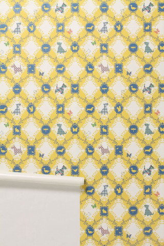 Yellow blue pattern white frame - feature free wallpaper