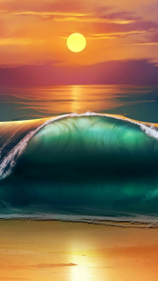 Wave ocean sunset sun person - sunset free wallpaper