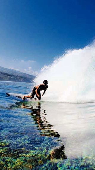 Surfing man ocean sky beach - impressionist free wallpaper