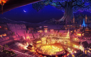 City night tree moon sky - chris labrooy free wallpaper