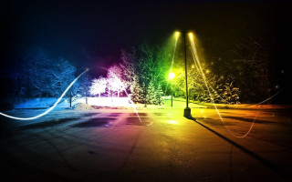 Street light long exposure trees - side and trees free wallpaper