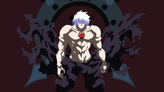 White haired blue eyed muscular - a red heart free wallpaper
