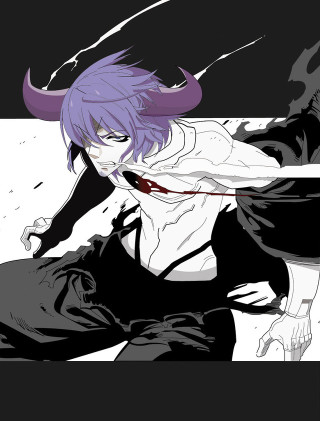 Purple hair demon head knife - purple free wallpaper