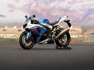 Blue white motorcycle street building - the street in front free wallpaper