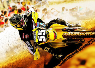 Dirt bike rider track crowd 3 - the stand behind free wallpaper