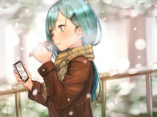 Woman blue hair surprised cell - blue hair holding free wallpaper