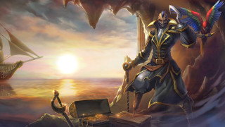 Man pirate costume boat ocean - concept art free wallpaper