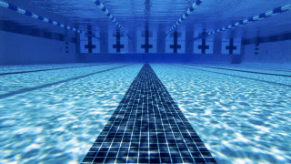 Long blue pool deep perspective - the water free wallpaper