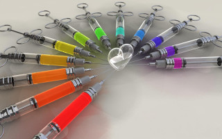 Colored pens scissors table white - analytical art free wallpaper
