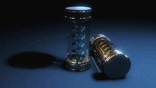 Glass tube metal cap blue - a shadow free wallpaper