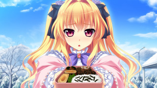 Blonde girl food tray snowy - lostfish free wallpaper