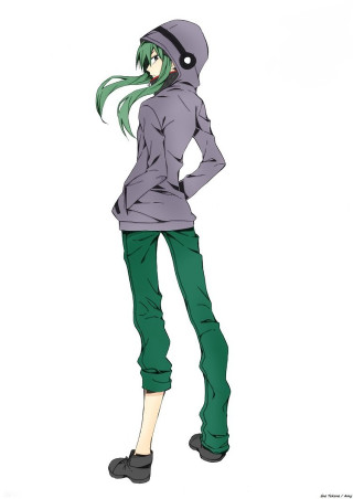 Woman gray hoodie green pants - gray free wallpaper
