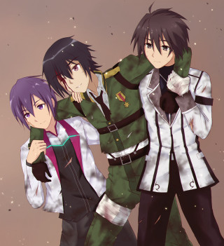 Anime characters sky stars snowflakes - aimitsu free wallpaper