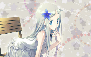Girl bench flower hair blue - a bench free wallpaper