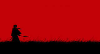 Sword person grass field red - free abstract wallpaper