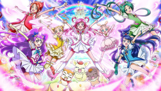 Anime girls rainbow holography poster - a group of anime girls free wallpaper