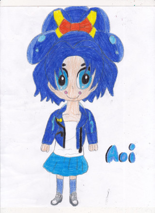 Blue haired girl yellow bow - pop surrealism free wallpaper