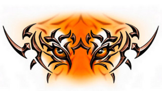 Tattoo design orange black face - digital art free wallpaper