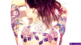 Woman tattoos rose upper arm - tattoo free wallpaper