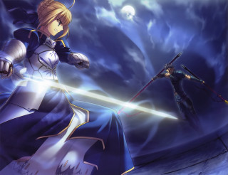 Woman blue dress sword battle - baiōken eishun free wallpaper for desktop