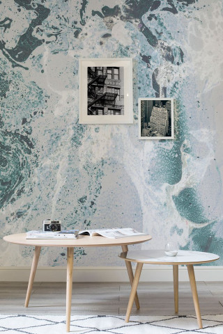Table chairs wall painting picture - modern european ink painting free wallpaper