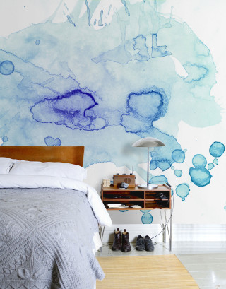 Bedroom blue bubbles painting lamp - a lamp free wallpaper