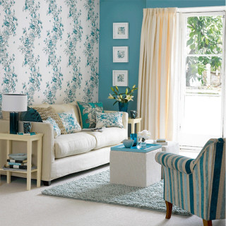 Living room couch chair table 22 - gradient light blue free wallpaper