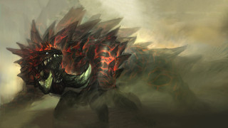 Red black creature digital painting - brom free wallpaper