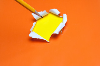 Yellow paper pencil orange background - a pencil free wallpaper