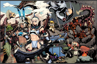 Anime characters dragon demon horns - game art free wallpaper
