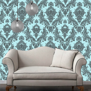 Couch bluewall ornate rococo lamps - the ceiling free wallpaper