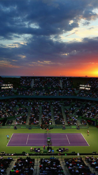 Tennis court sunset crowd people - sunset free wallpaper