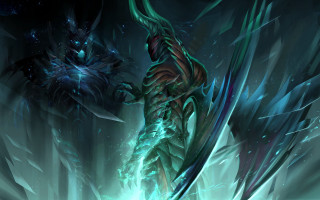 Man sword demon background glowing - a painting of a man free wallpaper