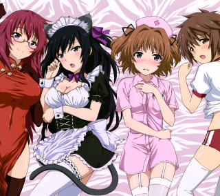 Anime girls bed pink walls - a room free wallpaper