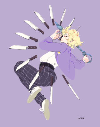 Woman knife drawing bunch of - a knife free wallpaper