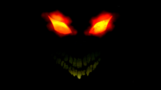 Glowing eyes fangs dark background - sinister free wallpaper