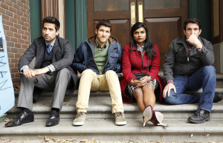 Group people sitting steps building - free seasons wallpaper