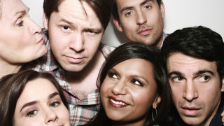 Group posing woman tongue out - the other man free wallpaper