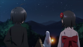 People mountain night rose ribbon - a red ribbon free wallpaper