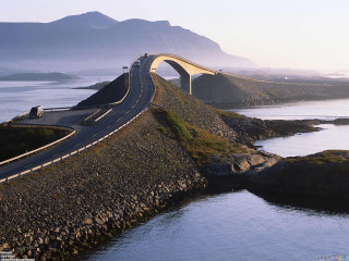 Road bridge water mountain background - a bridge over a body of water free wallpaper