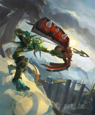 Creature sword sky buildings clouds - league of legends concept art free wallpaper