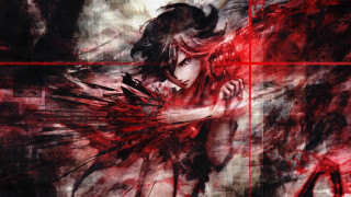 Woman red dress blood splatters - background free wallpaper for desktop