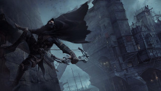 Man black outfit sword dark 4 - a dark alley free wallpaper