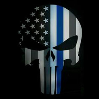 Skull blue line american flag - free cyberpunk wallpaper
