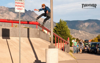 Skateboard man red rail parking - sign free wallpaper