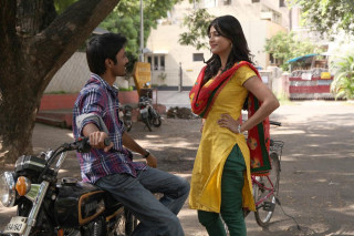 Man woman motorcycle street tree - movie still frame free wallpaper